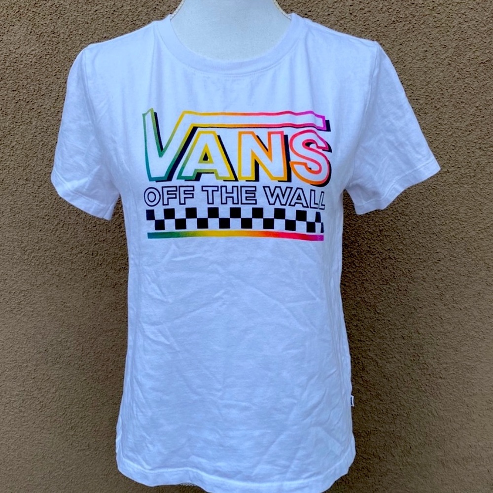 Vans white & rainbow tee 🌈